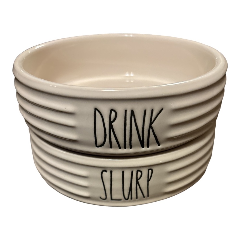 Rae Dunn Magenta Ceramic Cat Pet Bowl Set of 2